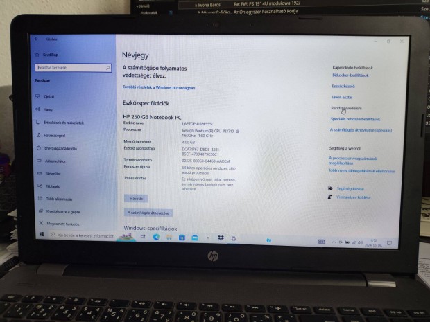 HP 250 G6 laptop Pentium N3710 1.60 GHz, 15.6", 4GB, 500GB, DVD-RW