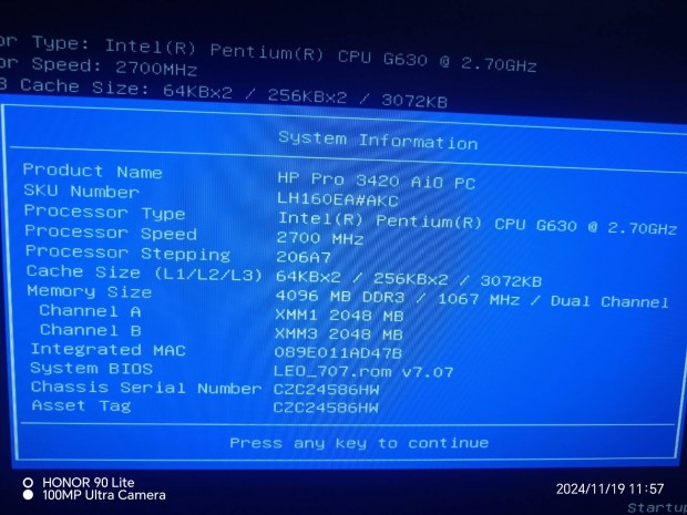 HP 3420 AIO PC monitor