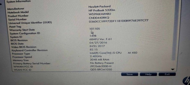HP probook 5320m core i5 laptop hinyosan elad. alkatrsznek vagy ak