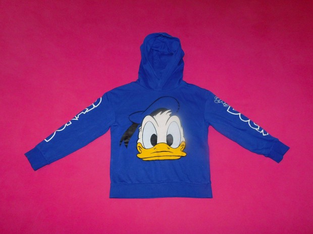 H&M Disney Donald kacsa figurs, kapucnis pulver 122-128-as, 7-8 v