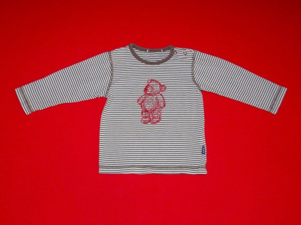 H&M L.O.G.G. csíkos, macikás hosszú ujjú póló 80-as, 1 évesre