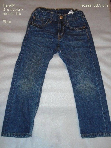 H&M Slim kk szn farmernadrg 3-4 vesre (mret 104) nadrg