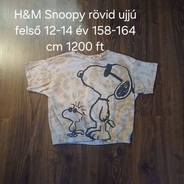 H&M Snoopy rvid ujj fels 12-14 v 158-164 cm