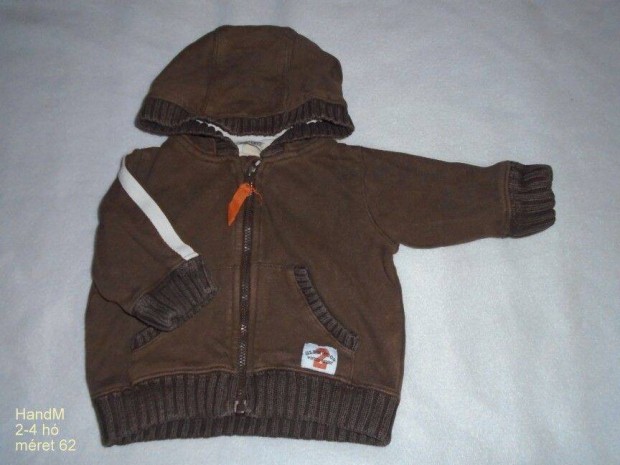 H&M barna és kapucnis pulóver 2-4 hó (méret 62)