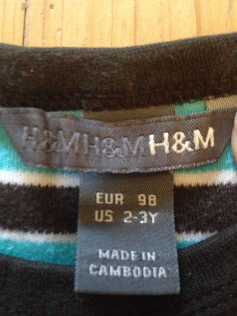 H&M fíú színes csíkos pulóver 98 98-as 2-3 évesre!