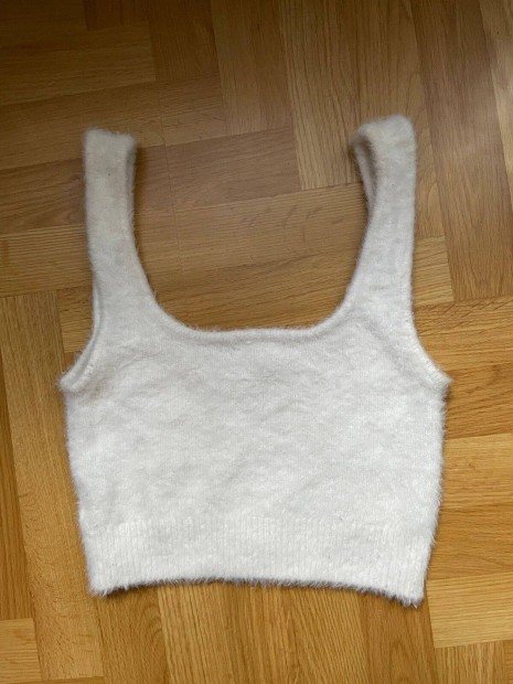 H&M hfehr szrs croptop bralet white fluffy crop top