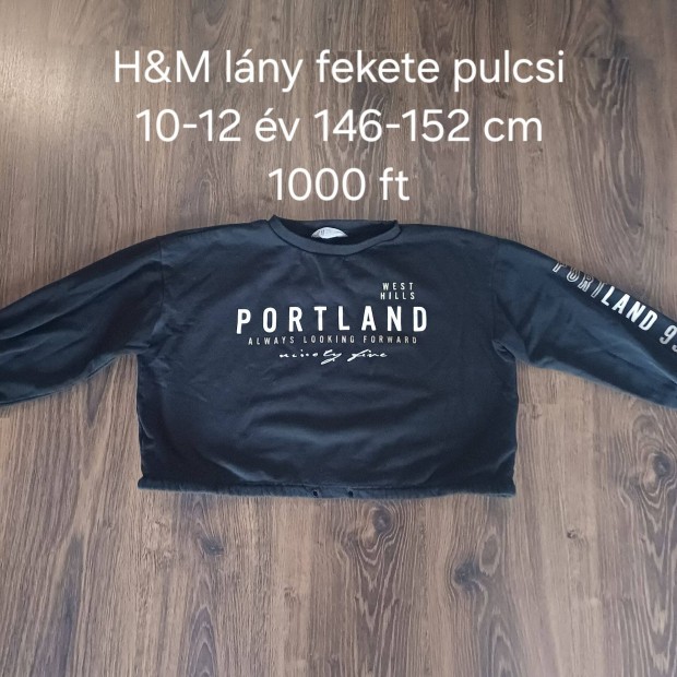 H&M lny fekete pulcsi 10-12 v 146-152 cm