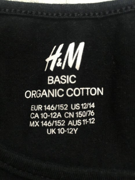 H&M organikus pamut ujjatlan fels, pl - 146-152, 10-12 v