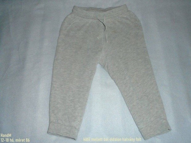 H&M szrke jogger nadrg 12-18 h (mret 86)