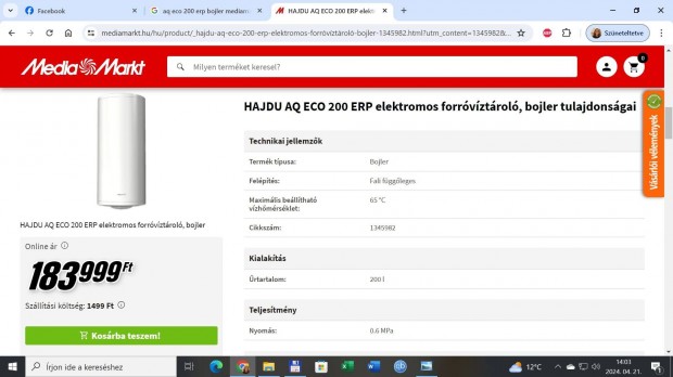 Hajdu AQ ECO 200 ERP villanybojler elad