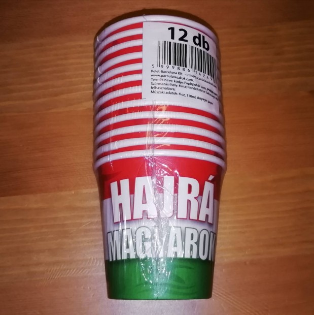 HajrMagyarok! szurkoli paprpohr, 110 ml, 12 db, EURO2024