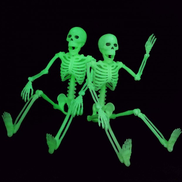 Halloween dekorci csontvz szett, 2 db, fluoreszkl,37 cm,j