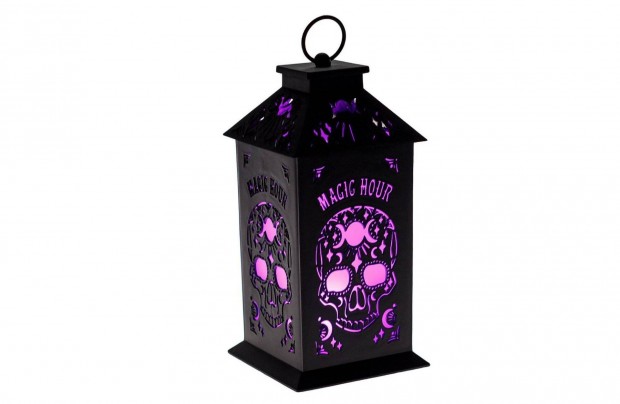 Halloween dekoratv lmps fekete koponya "Magic Hour" LED 14x14x28cm