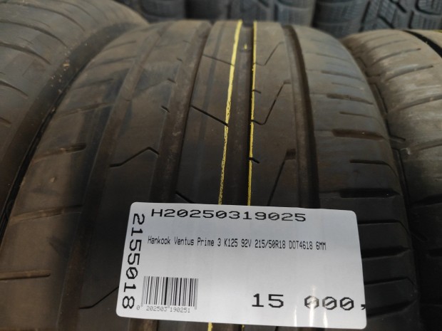 Hankook Ventus Prime 3 K125 92V 215/50R18 DOT4618 6MM HASZNÁLT