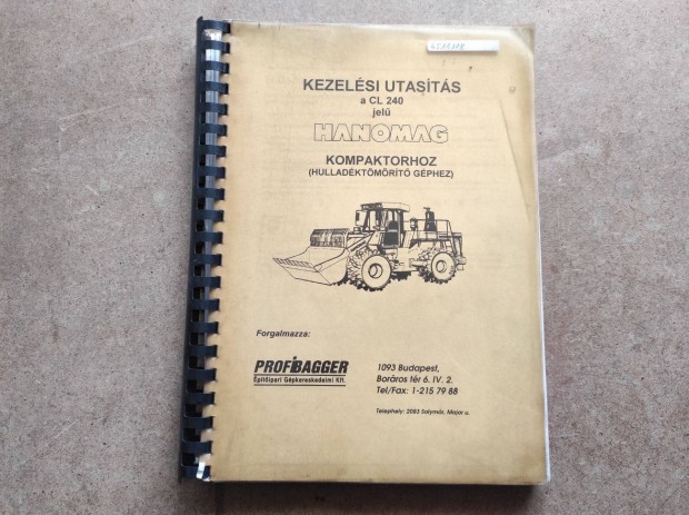 Hanomag CL 240 kompaktorhoz kezelsi utasts