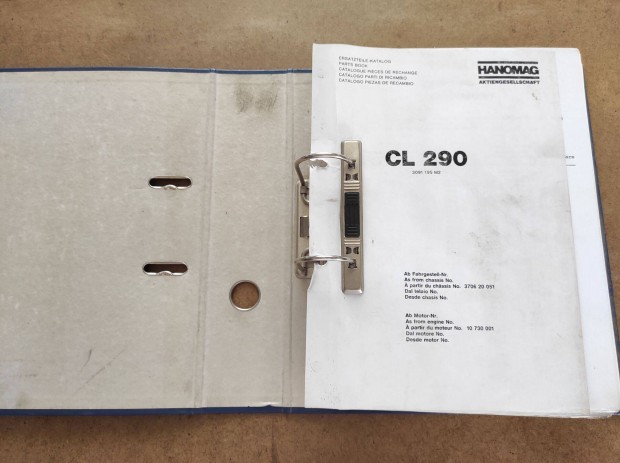 Hanomag CL 290 homlok rakodó alkatrészkatalógus