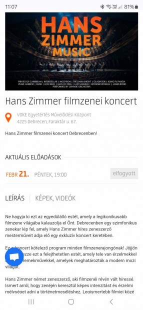 Hans Zimmer filmzenei koncert Debrecen 2025 februr 21. februr