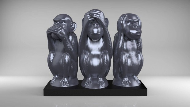 Hrom blcs majom 3D szobor