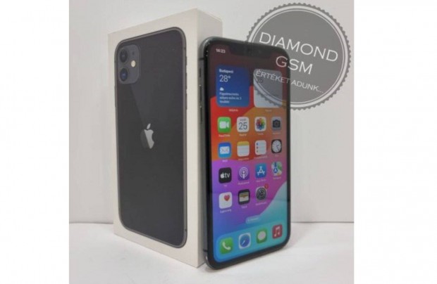 Hasznlt Apple iphone 11 64 GB, Fekete sznben, szp,