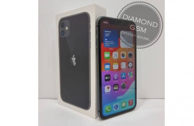 Hasznlt Apple iphone 11 64 GB, Fekete sznben, szp, karcmentes