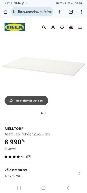 Hasznlt IKEA Melltorp asztal lap 75x125 cm