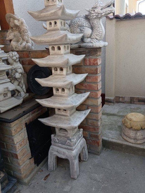 Hatalmas 215cm Japn kerti Pagoda lmpa torony szobor Fagyll mk