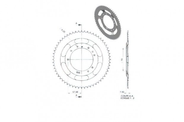 Hátsó lánckerék 60 foggal MBK 51S (Grimeca felnik d.98mm)