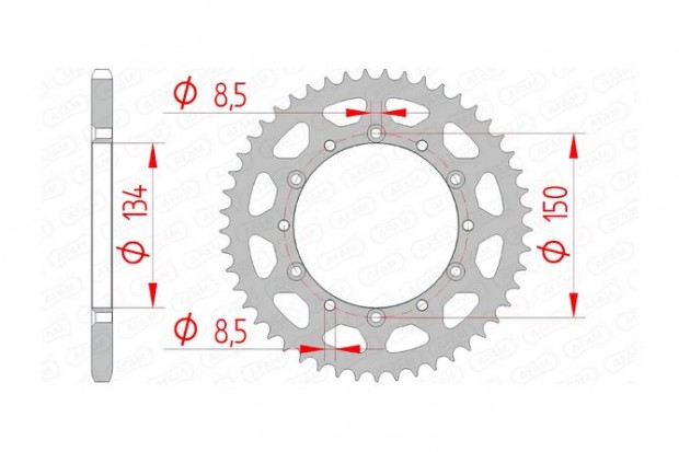Hátsó lánckerék Afam acél 42 fogú Kawasaki KX / KXF