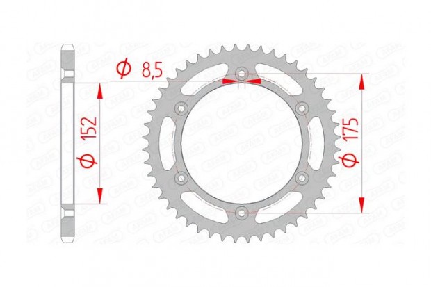 Hátsó lánckerék Afam acél 49 fog Yamaha YZ / YZF