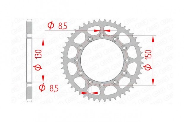Hátsó lánckerék Afam acél öntisztító 50 fog Yamaha YZ / YZF