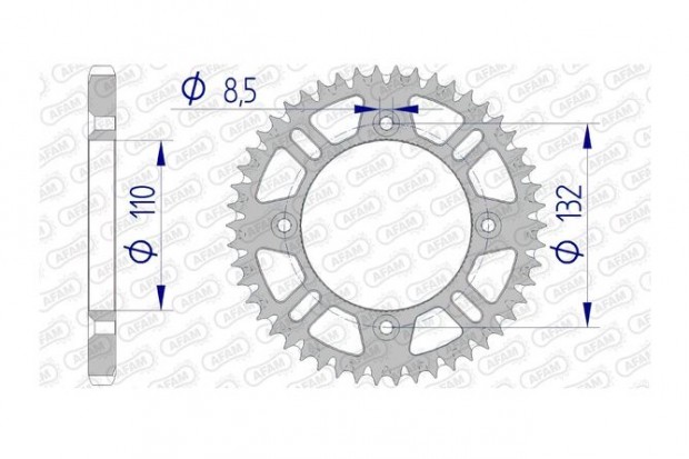 Hátsó lánckerék Afam alumínium önmagát tisztító 428 / 46 fog SX / TC 8