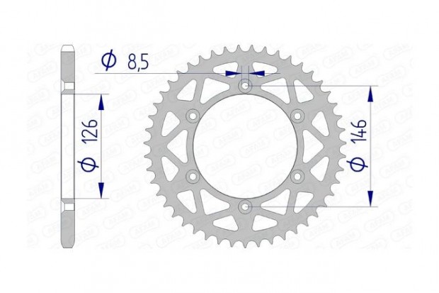 Hátsó lánckerék Afam alumínium öntisztító 52 fog Suzuki RM-Z 250 / 450