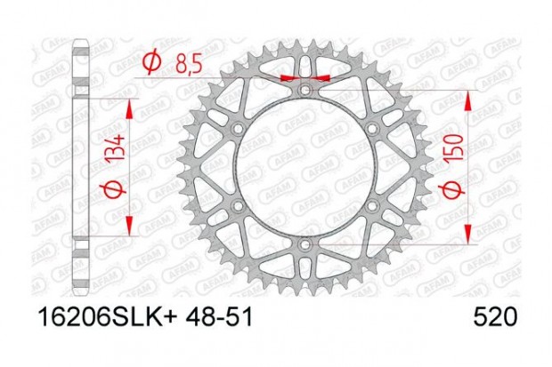 Hátsó lánckerék Afam öntisztító acél 49 fogas Kawasaki KX / KXF