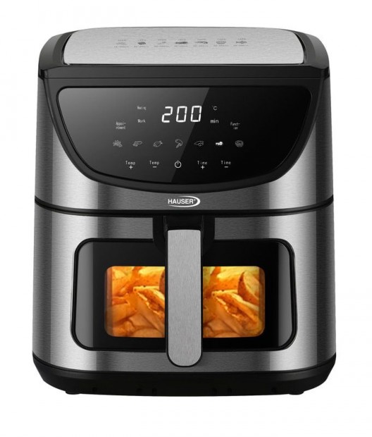 Hauser AF-818 AirFryer XXL 1800W 8L inox, nemesacl digitlis Air Fry