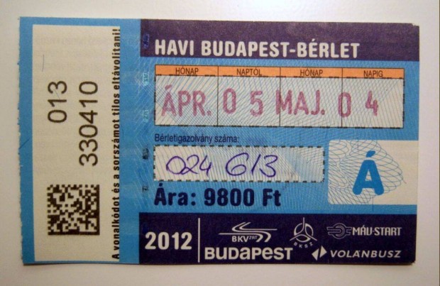 Havi Budapest Brlet Felntt 2012 prilis (2kppel)