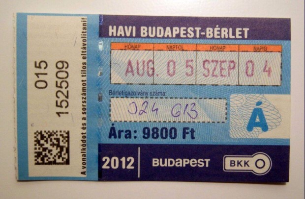 Havi Budapest Brlet Felntt 2012 Augusztus (2kppel)