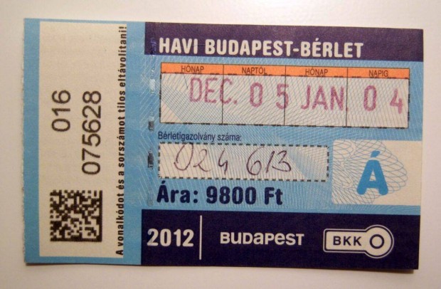 Havi Budapest Brlet Felntt 2012 December (2kppel)