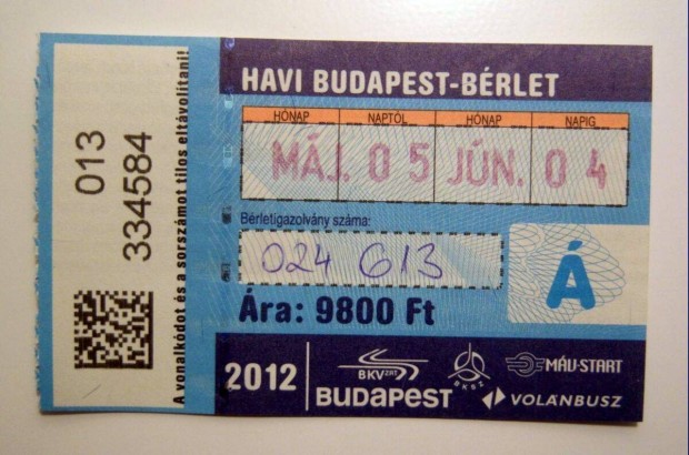 Havi Budapest Brlet Felntt 2012 Mjus (2kppel)