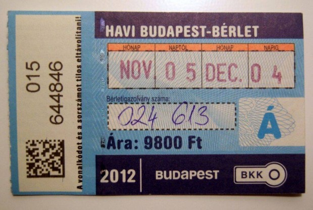 Havi Budapest Brlet Felntt 2012 November (2kppel)