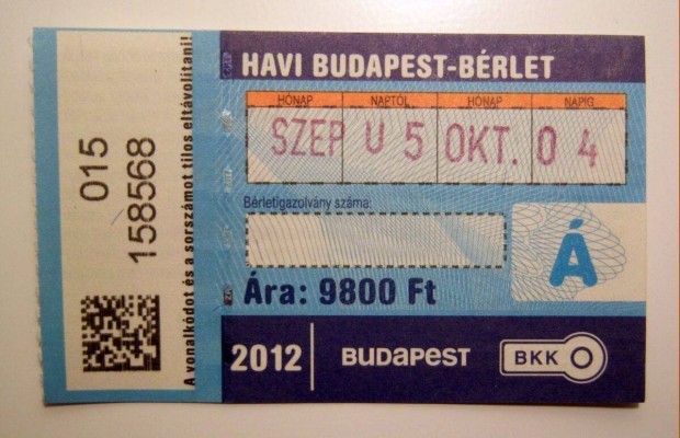 Havi Budapest Brlet Felntt 2012 Szeptember (2kppel)