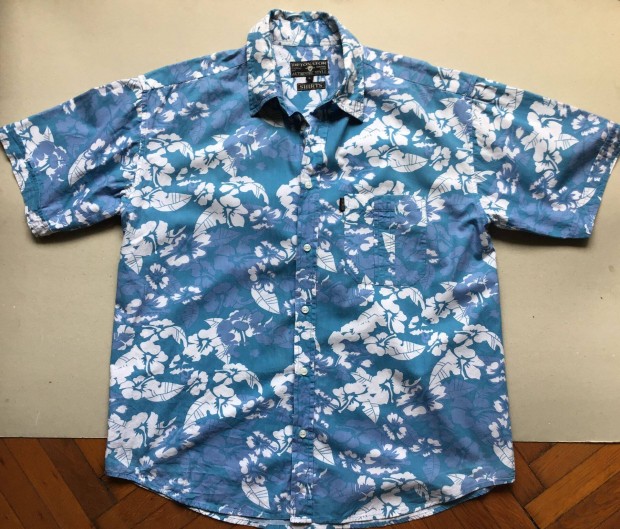 Hawaii-mintás, rövid ujjú, férfi ing - L-es, (122 cm mellb.)