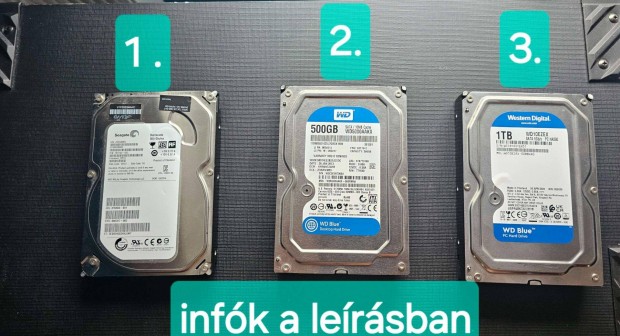 Hdd-k elad 2db-500gb 1db-1tb