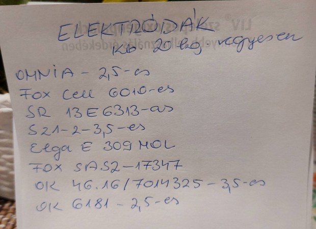 Hegeszt elektrdk eladk