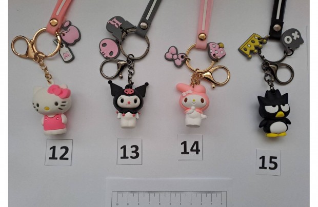 Hello Kitty Kuromi My Melody Batz Maru figura kulcstart 4 fle j