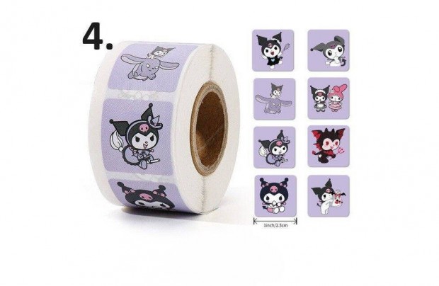 Hello Kitty Kuromi tekercses 500 db matrica