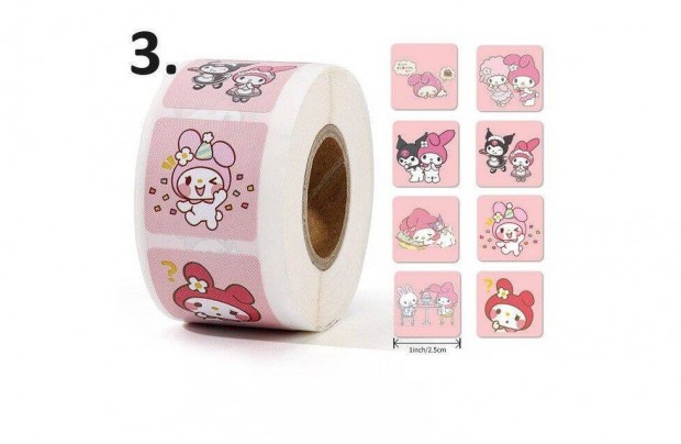 Hello Kitty My Melody tekercses 500 db matrica