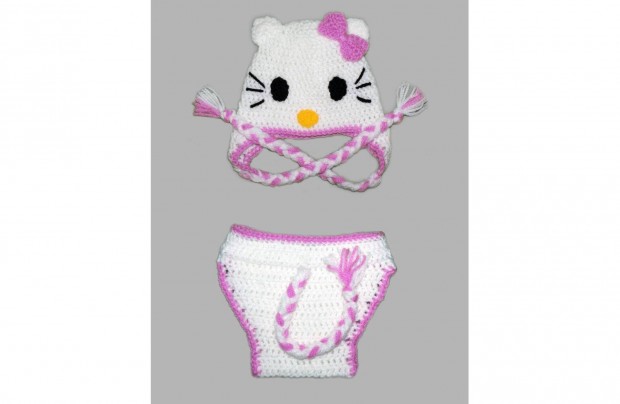 Hello Kitty, horgolt baba jelmez babafotzshoz