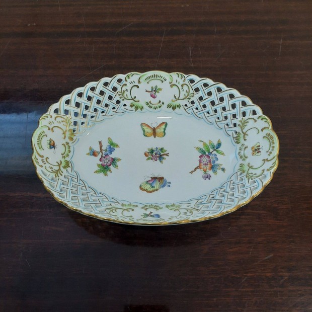 Herendi Viktória mintás porcelán áttört kosár, kínáló tál eladó!