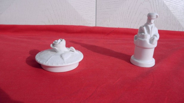 Herendi porceln fehr szp "mves" sakk figura, (bstya) 8x4,6 cm