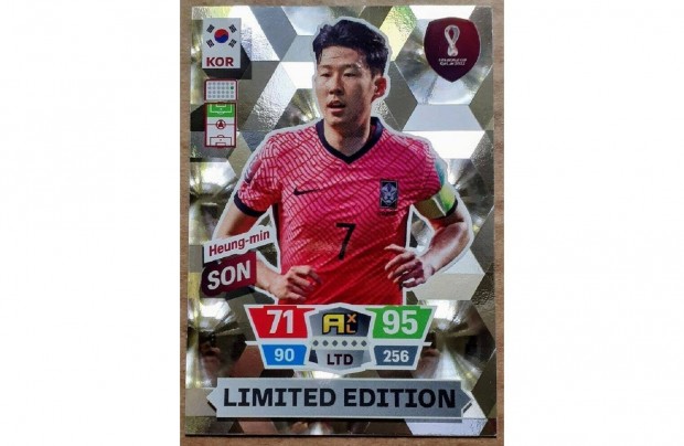 Heung-min Son Dél-Korea Limited Edition focis kártya Qatar 2022